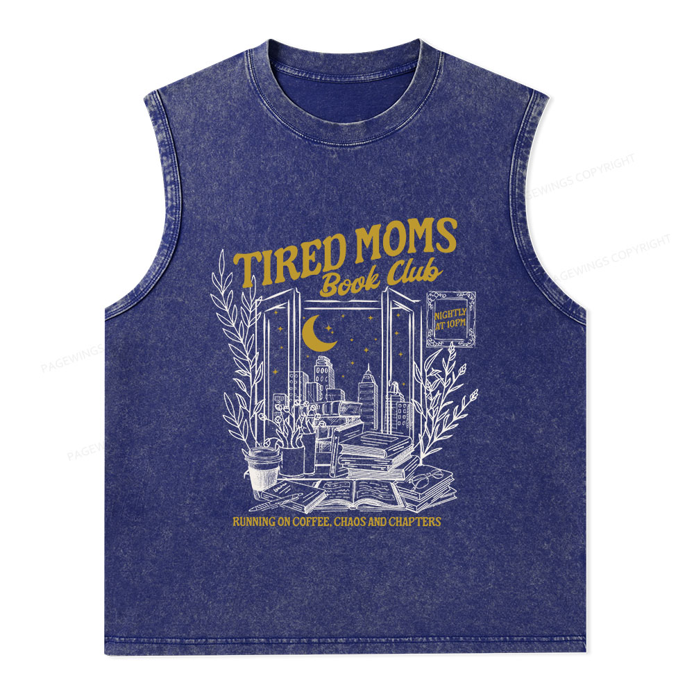 Pagewings Tired Moms Book Club Unisex Washed Tank Top