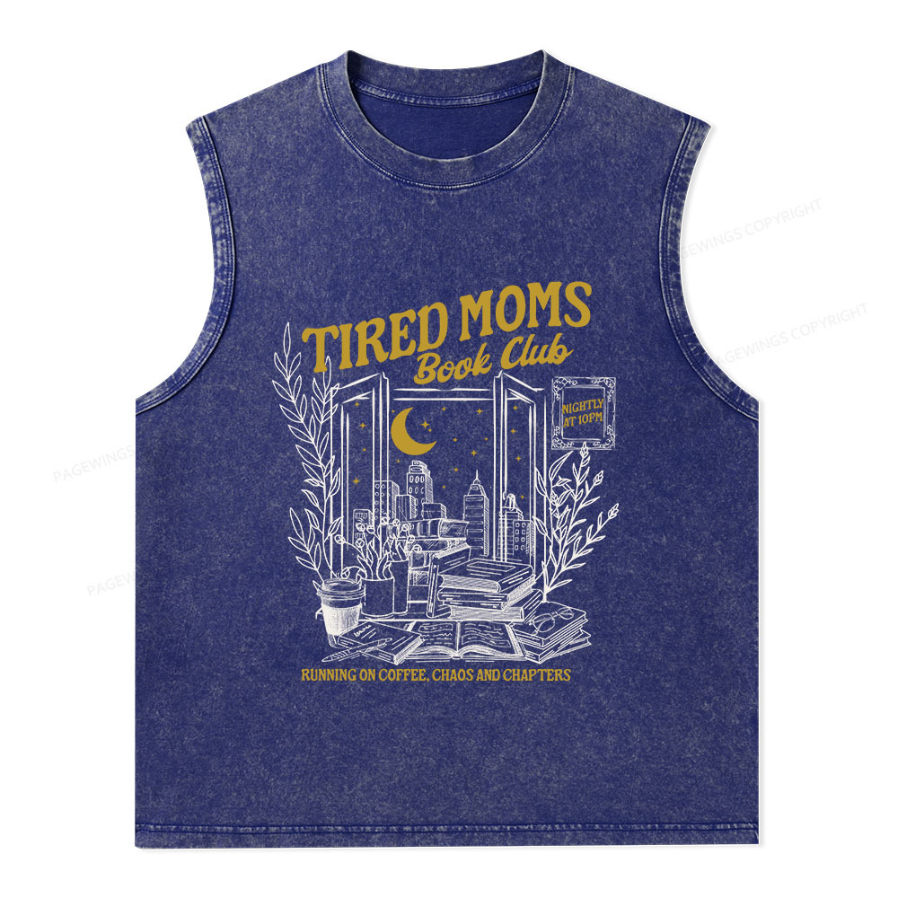 Pagewings Tired Moms Book Club Unisex Washed Tank Top
