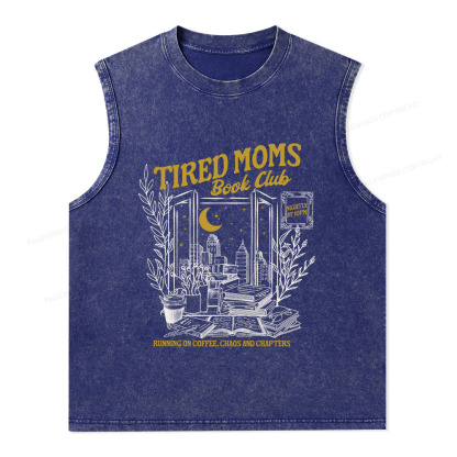 Pagewings Tired Moms Book Club Unisex Washed Tank Top