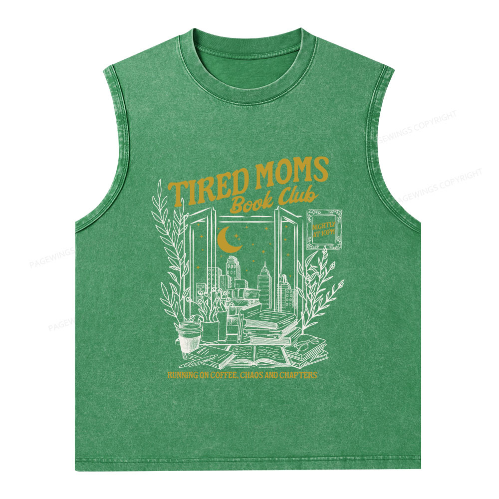 Pagewings Tired Moms Book Club Unisex Washed Tank Top