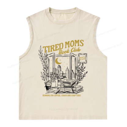 Pagewings Tired Moms Book Club Unisex Washed Tank Top
