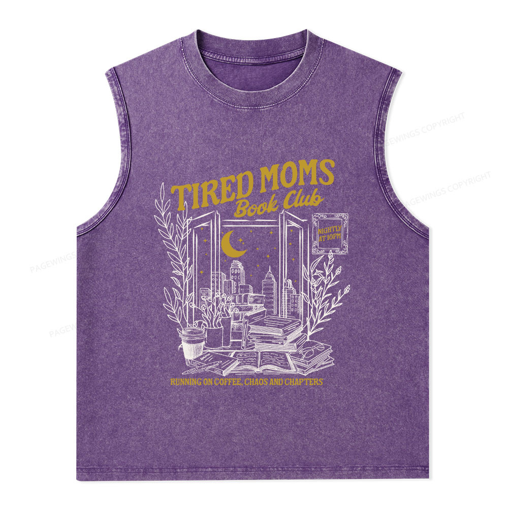 Pagewings Tired Moms Book Club Unisex Washed Tank Top