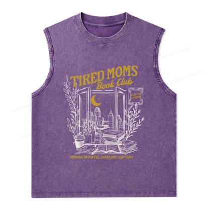 Pagewings Tired Moms Book Club Unisex Washed Tank Top