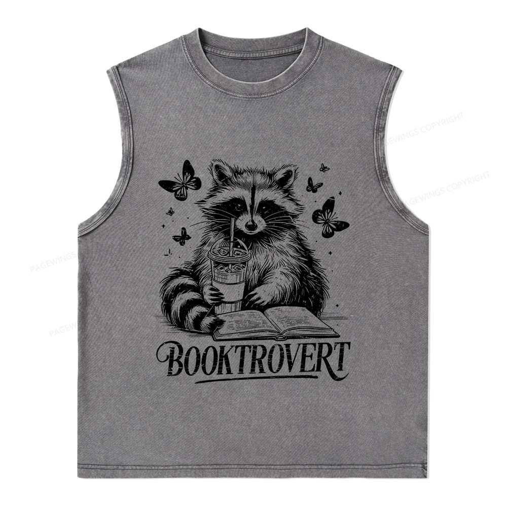 Pagewings Raccoon BookTrovert Unisex Washed Tank Top