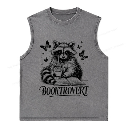 Pagewings Raccoon BookTrovert Unisex Washed Tank Top