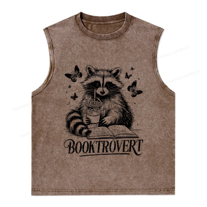 Pagewings Raccoon BookTrovert Unisex Washed Tank Top