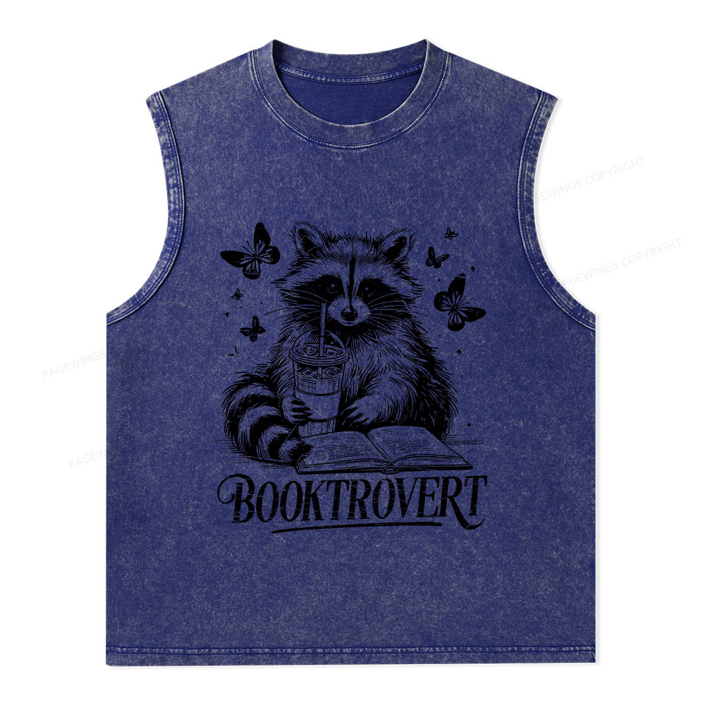 Pagewings Raccoon BookTrovert Unisex Washed Tank Top