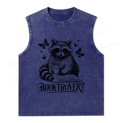 Pagewings Raccoon BookTrovert Unisex Washed Tank Top