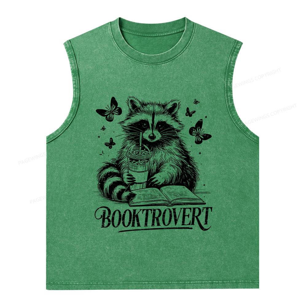 Pagewings Raccoon BookTrovert Unisex Washed Tank Top