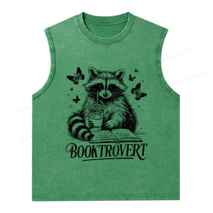 Pagewings Raccoon BookTrovert Unisex Washed Tank Top