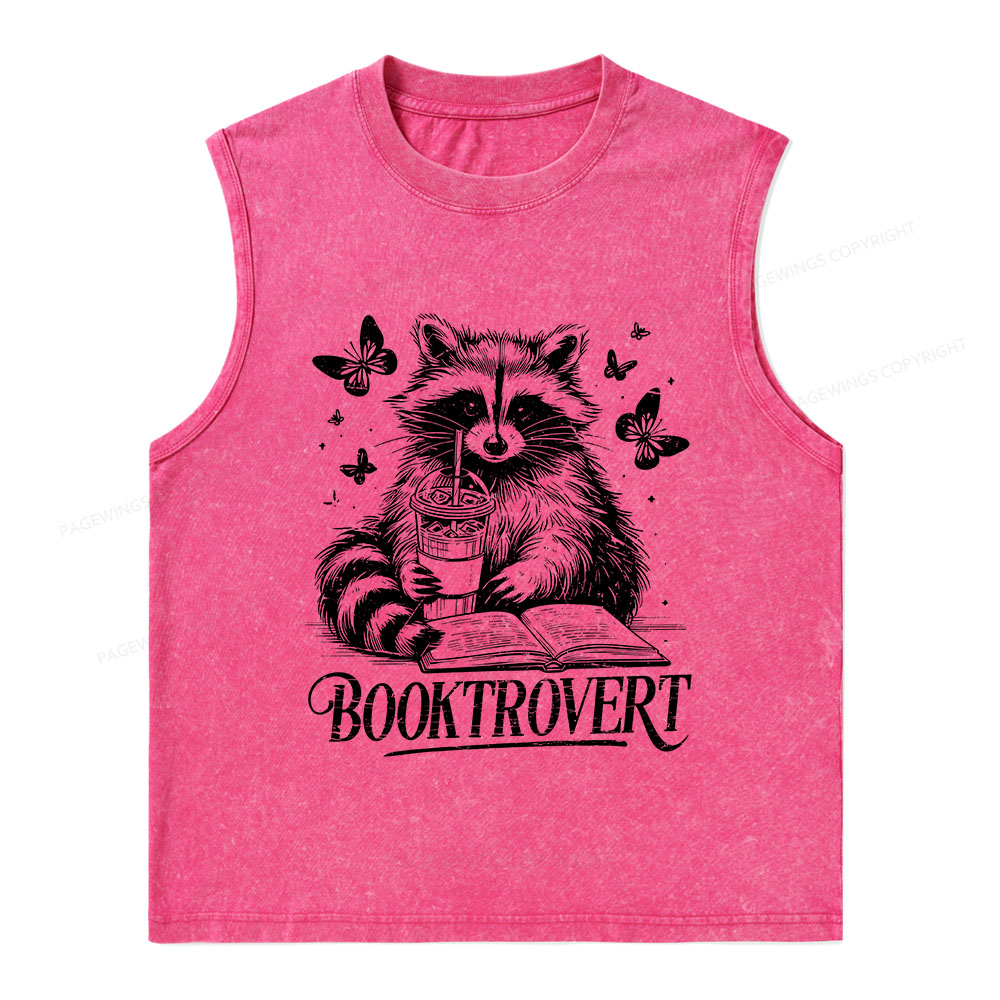 Pagewings Raccoon BookTrovert Unisex Washed Tank Top