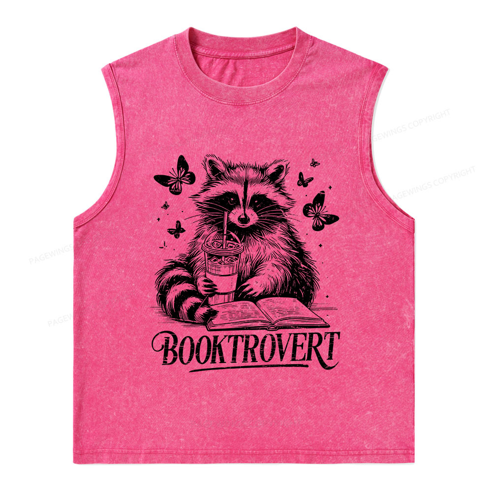 Pagewings Raccoon BookTrovert Unisex Washed Tank Top