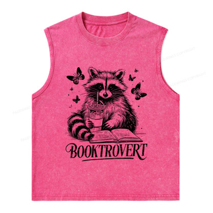 Pagewings Raccoon BookTrovert Unisex Washed Tank Top