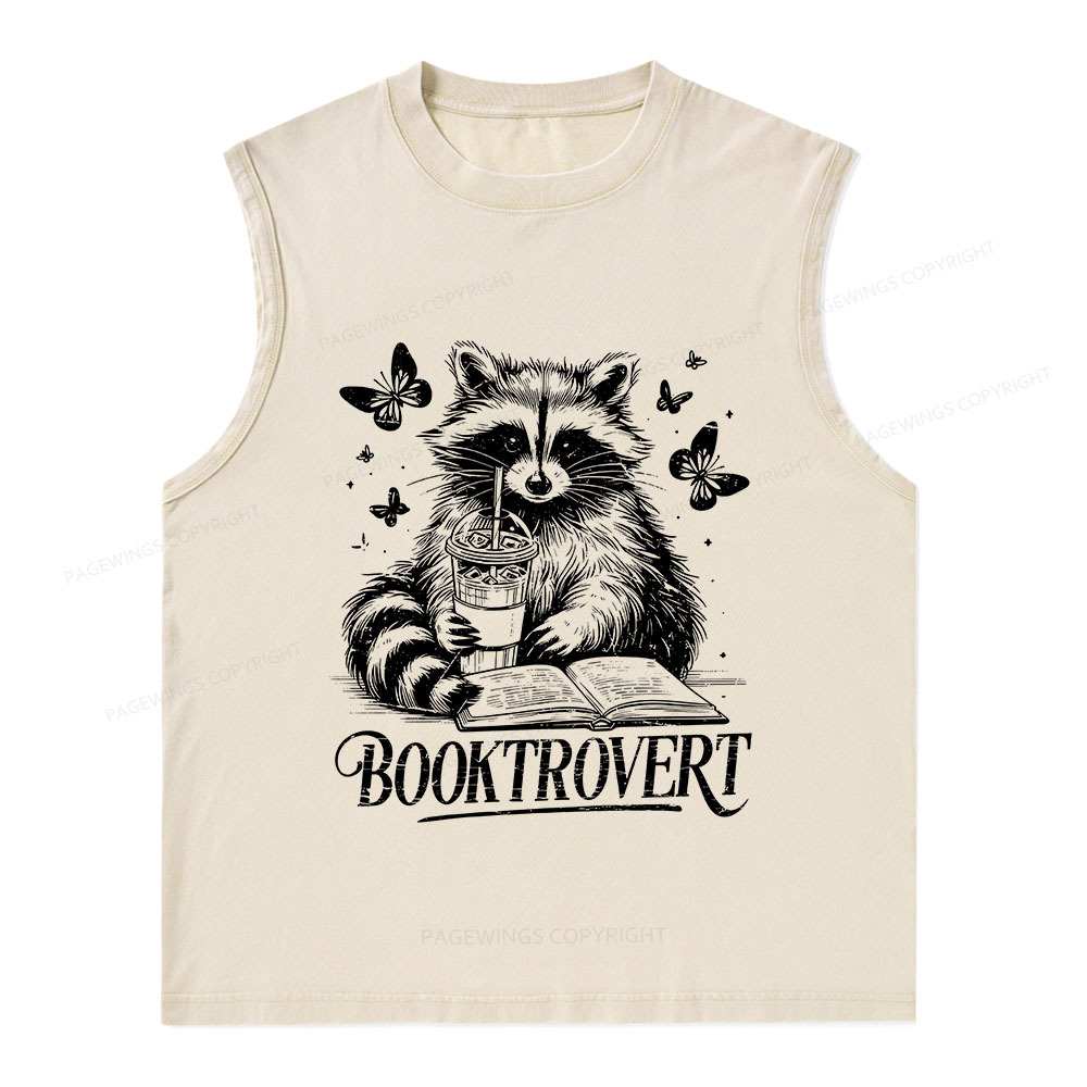 Pagewings Raccoon BookTrovert Unisex Washed Tank Top