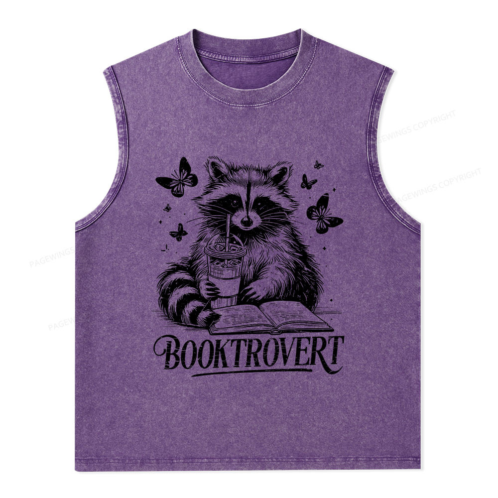 Pagewings Raccoon BookTrovert Unisex Washed Tank Top