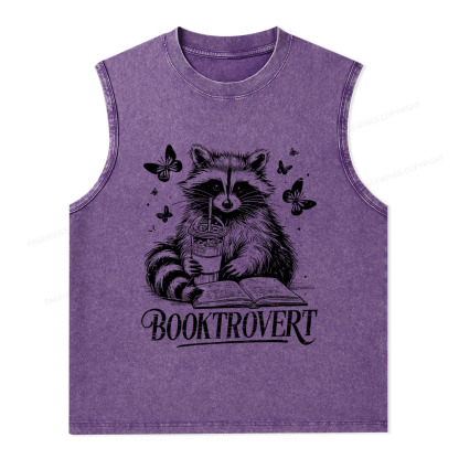Pagewings Raccoon BookTrovert Unisex Washed Tank Top