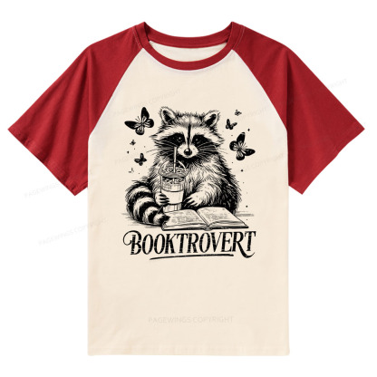 Pagewings Raccoon BookTrovert Raglan T-shirt