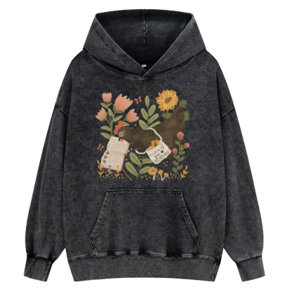 Pagewings Chicken Reading a Book Unisex Washed Hoodie