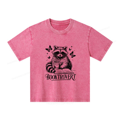 Pagewings Raccoon BookTrovert Unisex Kids Washed T-shirt