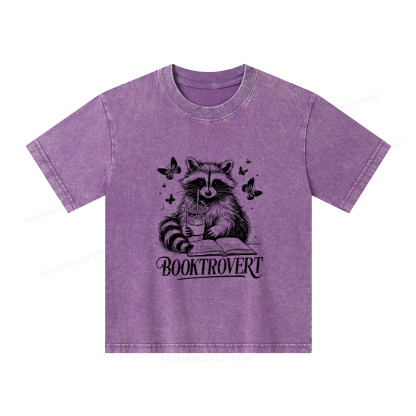 Pagewings Raccoon BookTrovert Unisex Kids Washed T-shirt