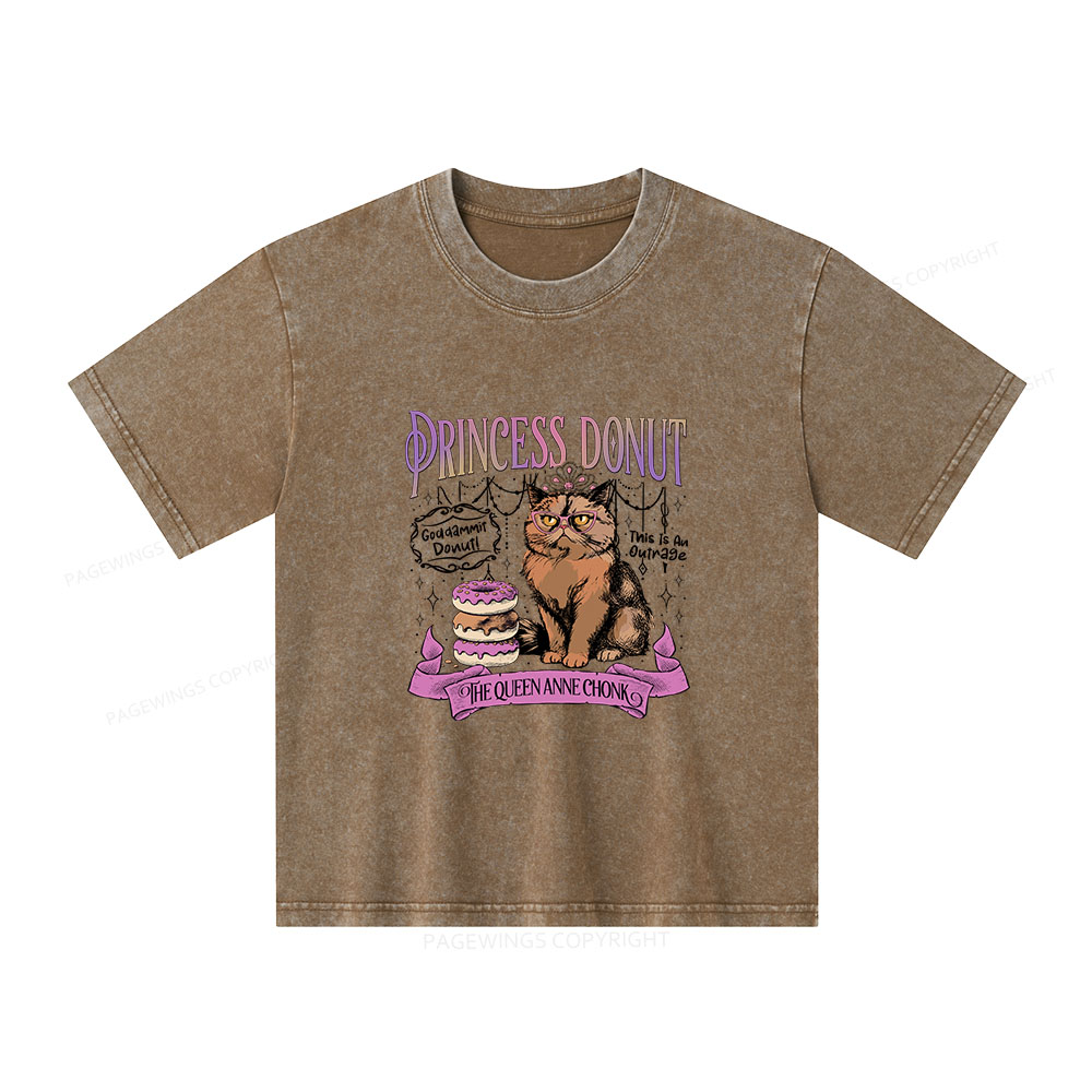 Pagewings Princess Donut Unisex Kids Washed T-shirt