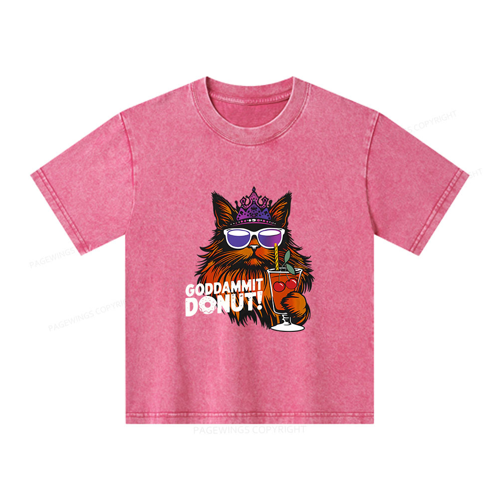 Pagewings Goddammit Donut Unisex Kids Washed T-shirt