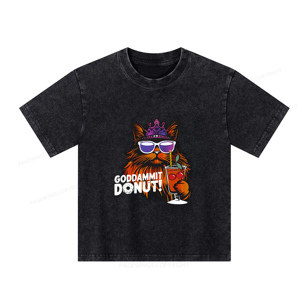 Pagewings Goddammit Donut Unisex Kids Washed T-shirt