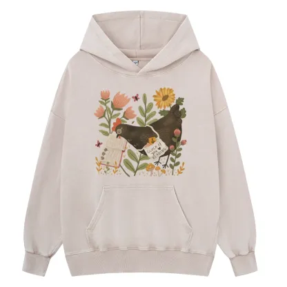 Pagewings Chicken Reading a Book Unisex Washed Hoodie