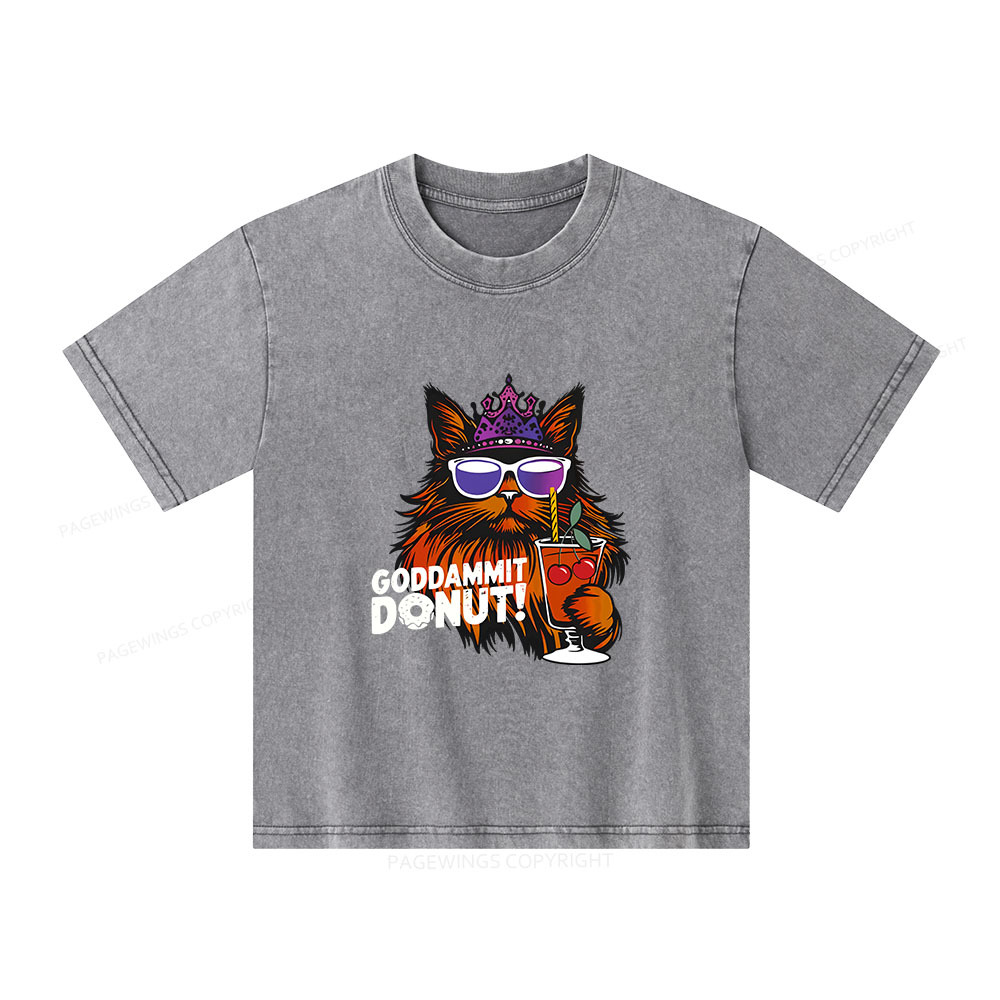 Pagewings Goddammit Donut Unisex Kids Washed T-shirt