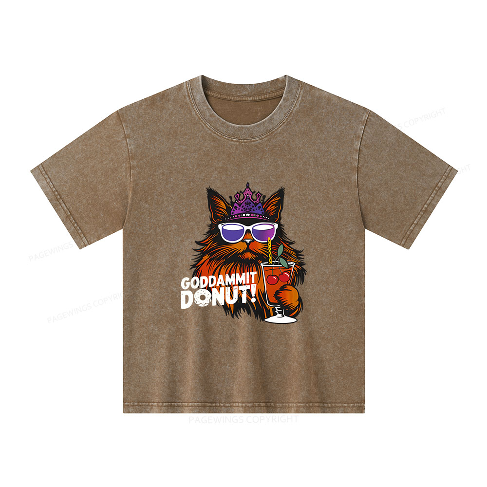 Pagewings Goddammit Donut Unisex Kids Washed T-shirt
