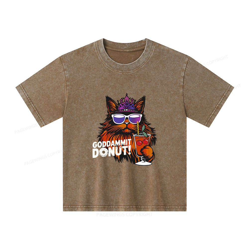 Pagewings Goddammit Donut Unisex Kids Washed T-shirt