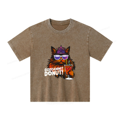 Pagewings Goddammit Donut Unisex Kids Washed T-shirt