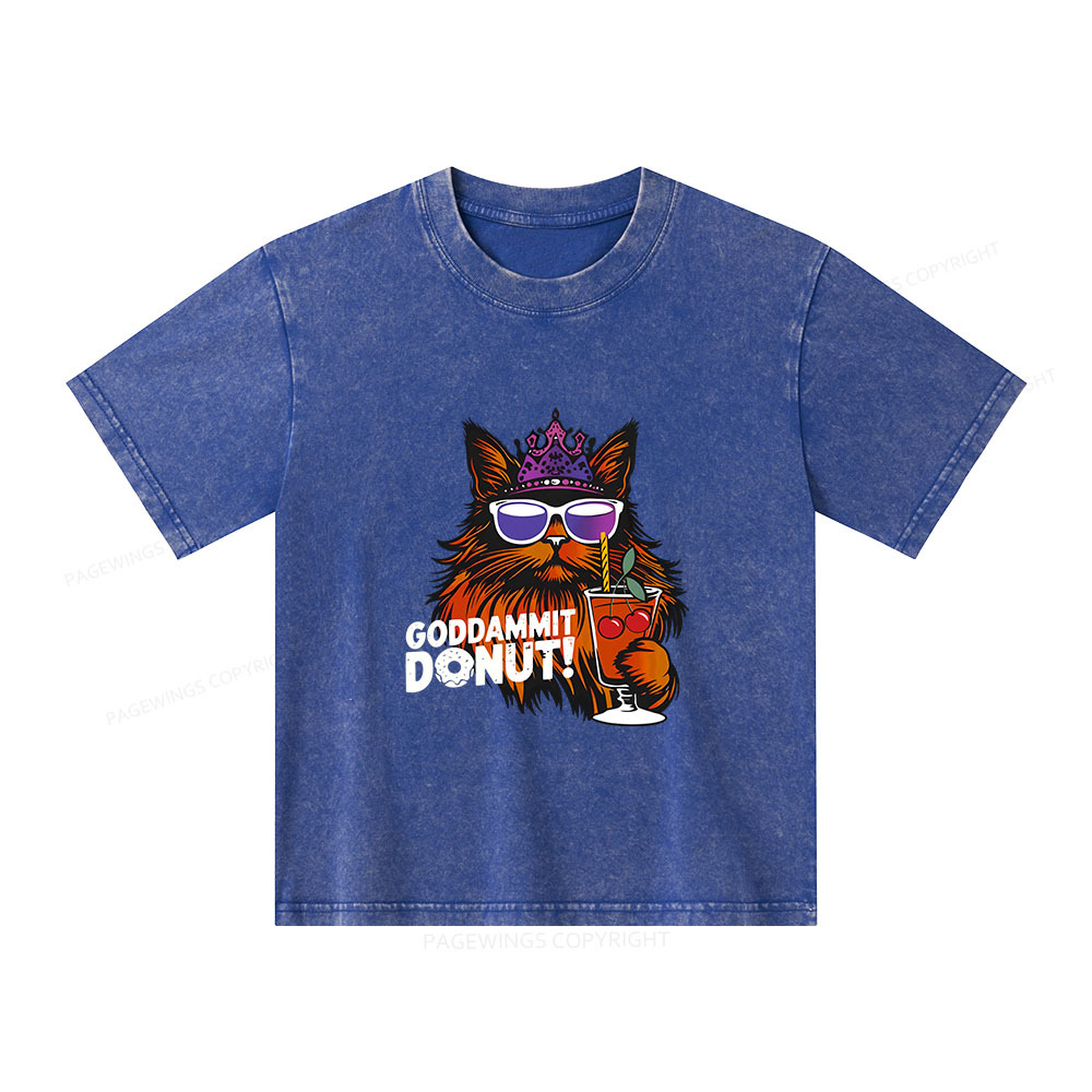 Pagewings Goddammit Donut Unisex Kids Washed T-shirt