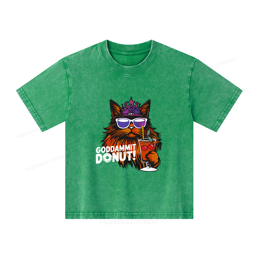 Pagewings Goddammit Donut Unisex Kids Washed T-shirt