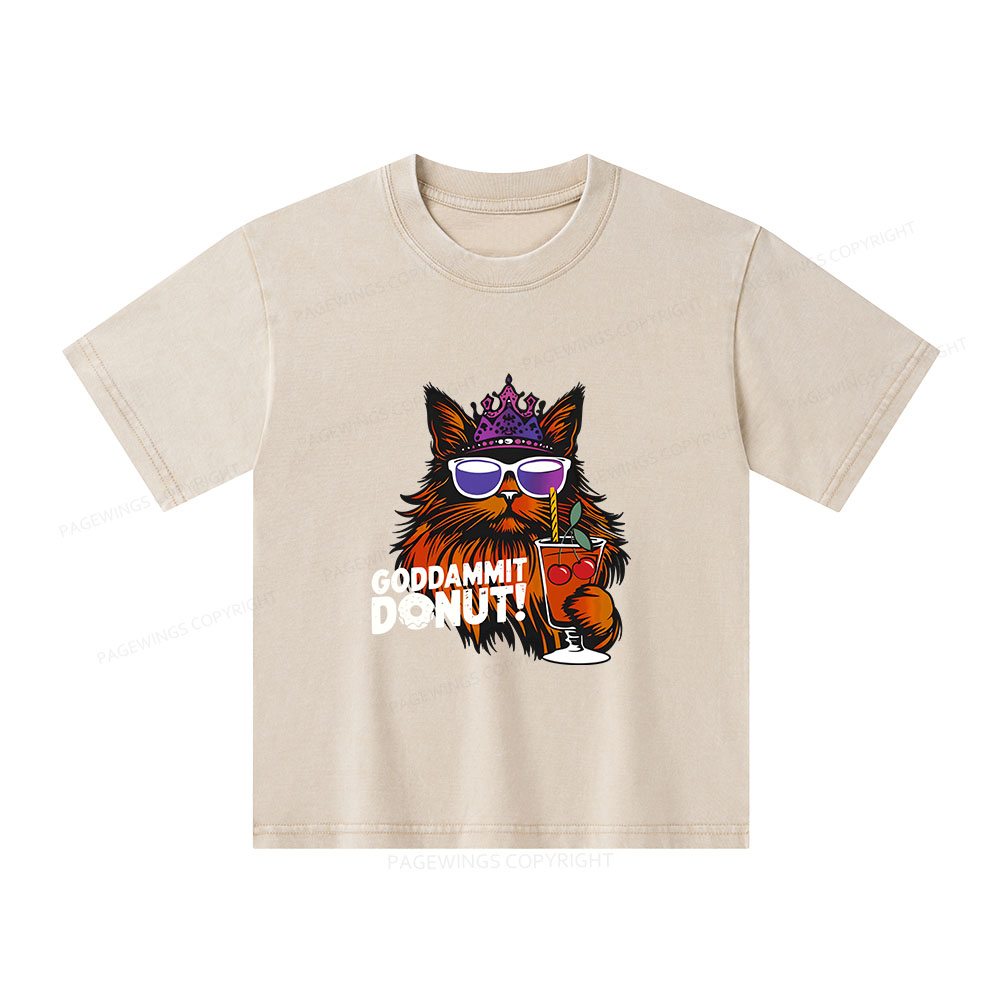 Pagewings Goddammit Donut Unisex Kids Washed T-shirt