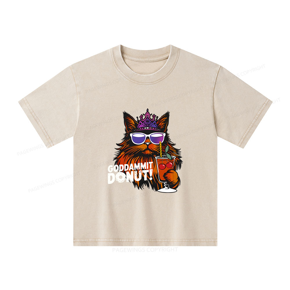 Pagewings Goddammit Donut Unisex Kids Washed T-shirt