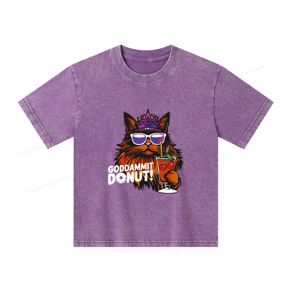 Pagewings Goddammit Donut Unisex Kids Washed T-shirt
