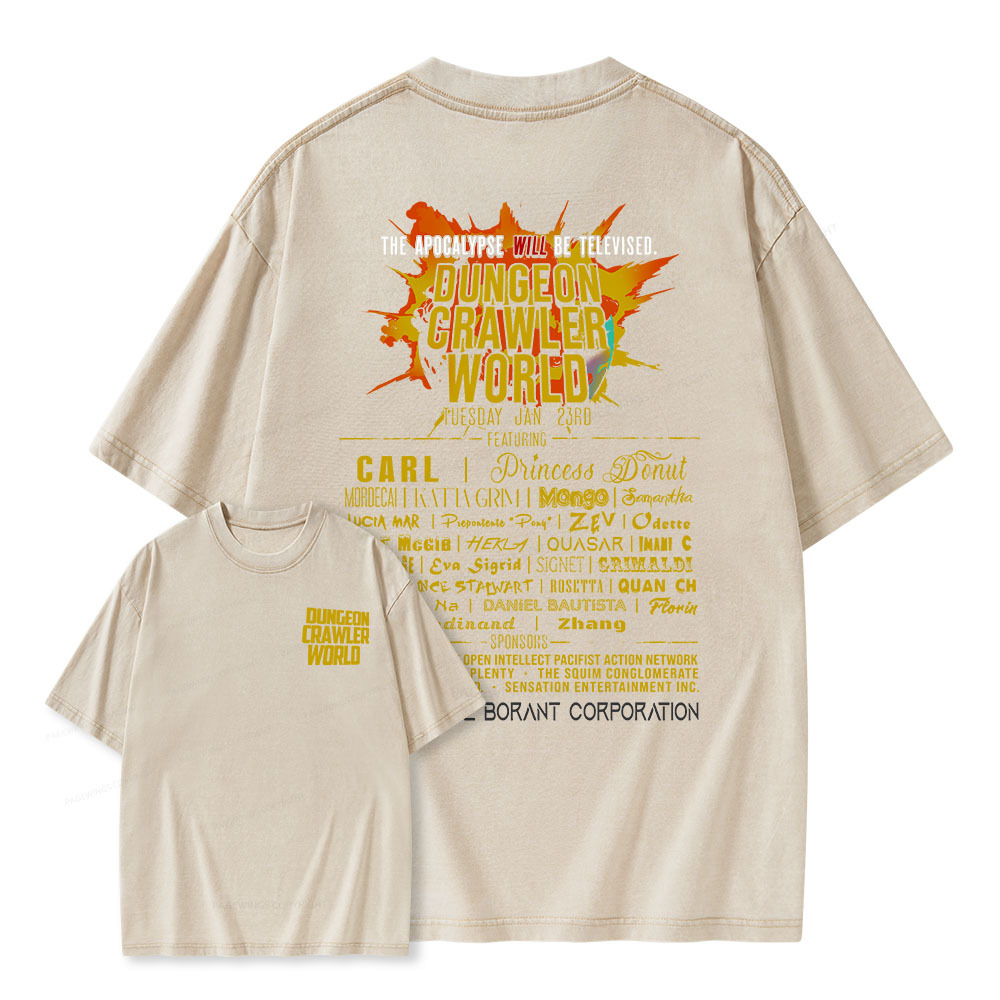 Pagewings Dungeon Crawler World Tour Unisex Washed T-shirt