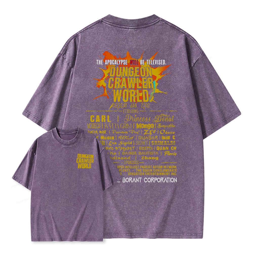 Pagewings Dungeon Crawler World Tour Unisex Washed T-shirt