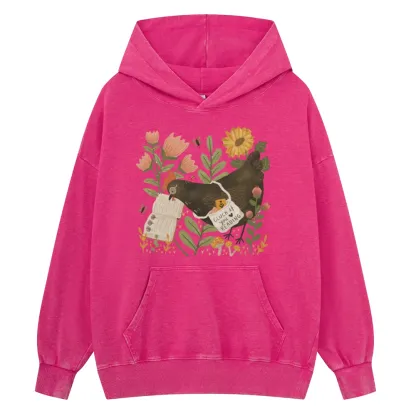 Pagewings Chicken Reading a Book Unisex Washed Hoodie