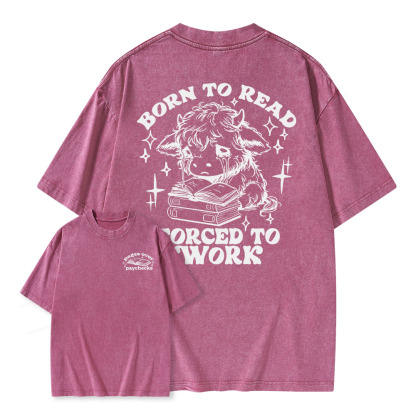 Pagewings Born to Read Forced to Work Unisex Washed T-shirt