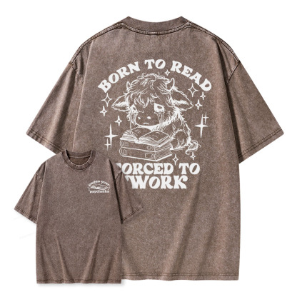 Pagewings Born to Read Forced to Work Unisex Washed T-shirt