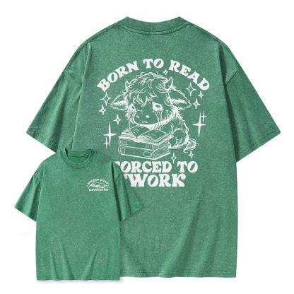Pagewings Born to Read Forced to Work Unisex Washed T-shirt