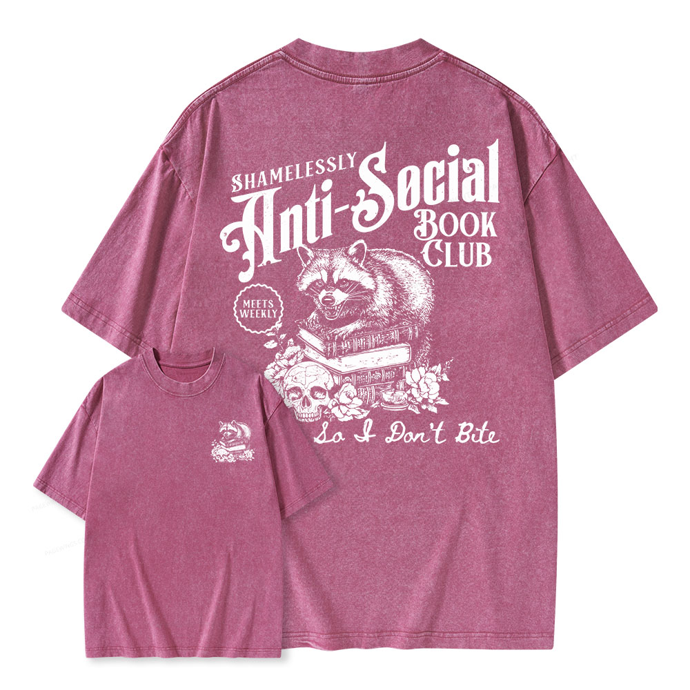 Pagewings Anti-Social Book Club Unisex Washed T-shirt
