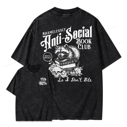 Pagewings Anti-Social Book Club Unisex Washed T-shirt