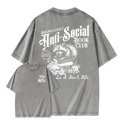 Pagewings Anti-Social Book Club Unisex Washed T-shirt