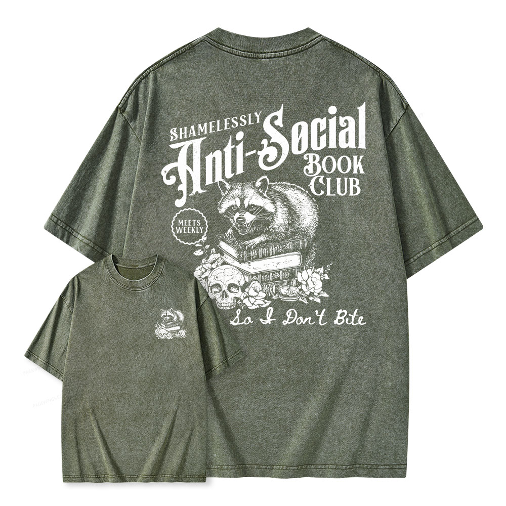 Pagewings Anti-Social Book Club Unisex Washed T-shirt