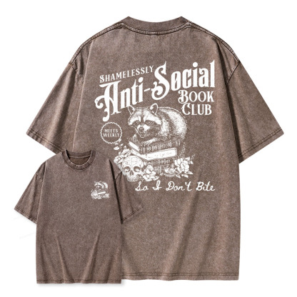 Pagewings Anti-Social Book Club Unisex Washed T-shirt