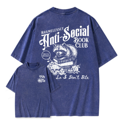 Pagewings Anti-Social Book Club Unisex Washed T-shirt