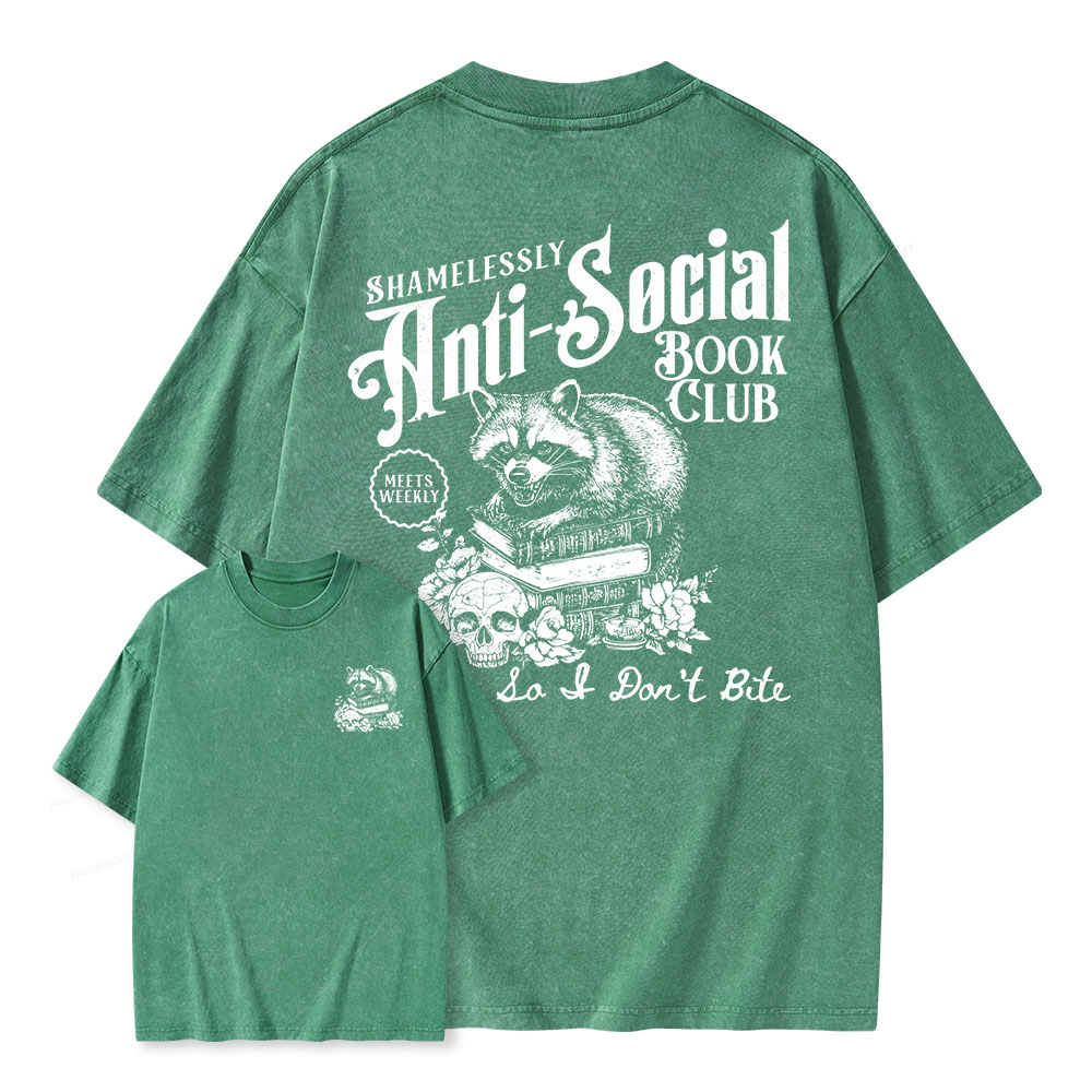 Pagewings Anti-Social Book Club Unisex Washed T-shirt